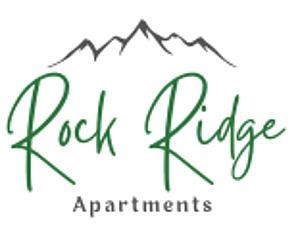 The image is a logo for Rock Ridge Apartments.